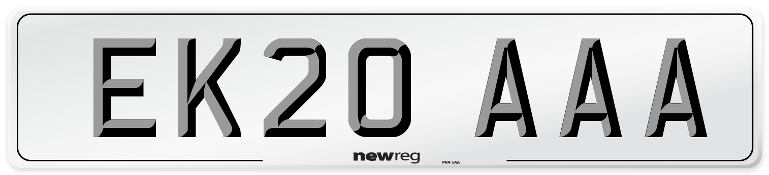 EK20 AAA Number Plate from New Reg